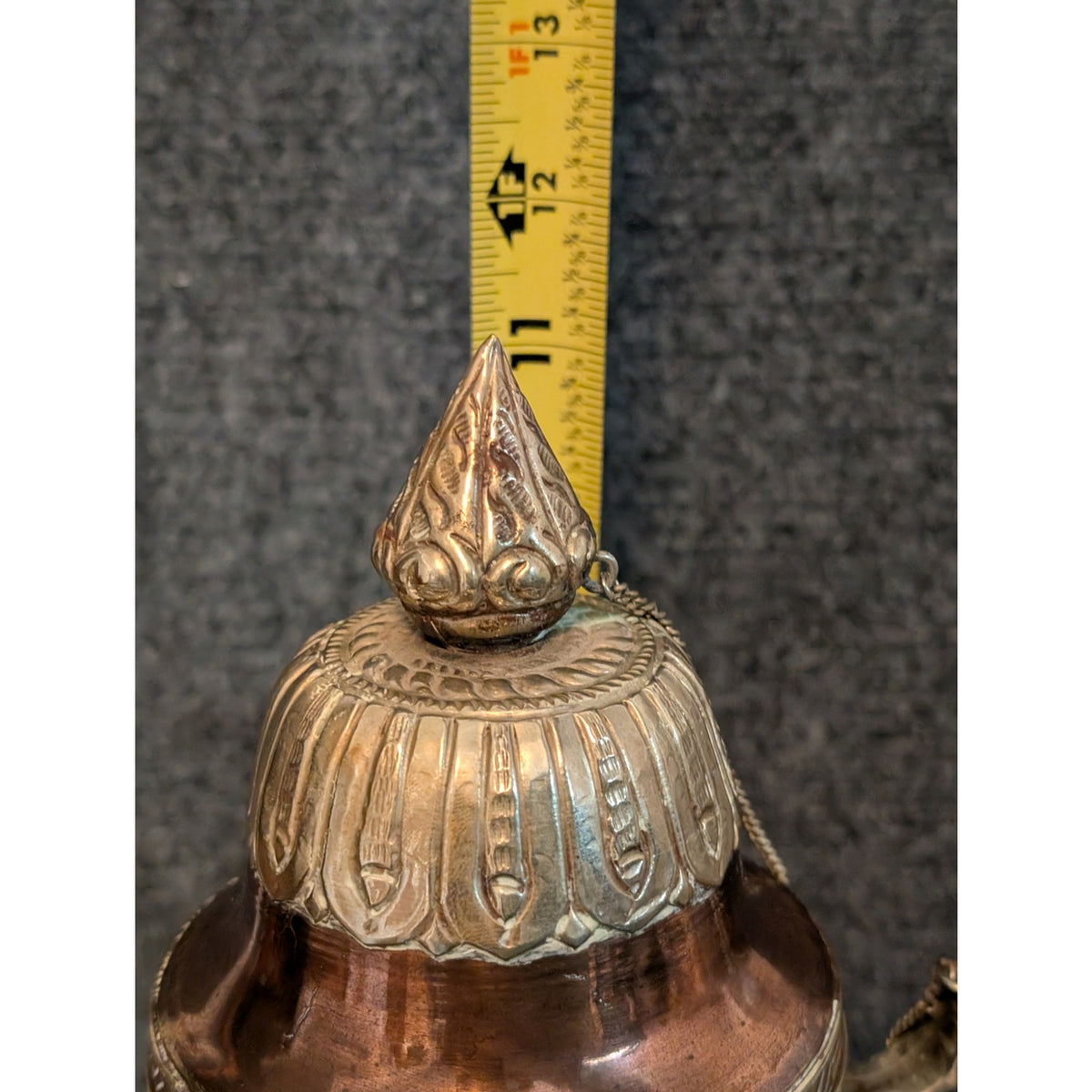 Antique 1900s Tibetan Dragon Tea Pot Ewer Copper With Silver Repose Decoration