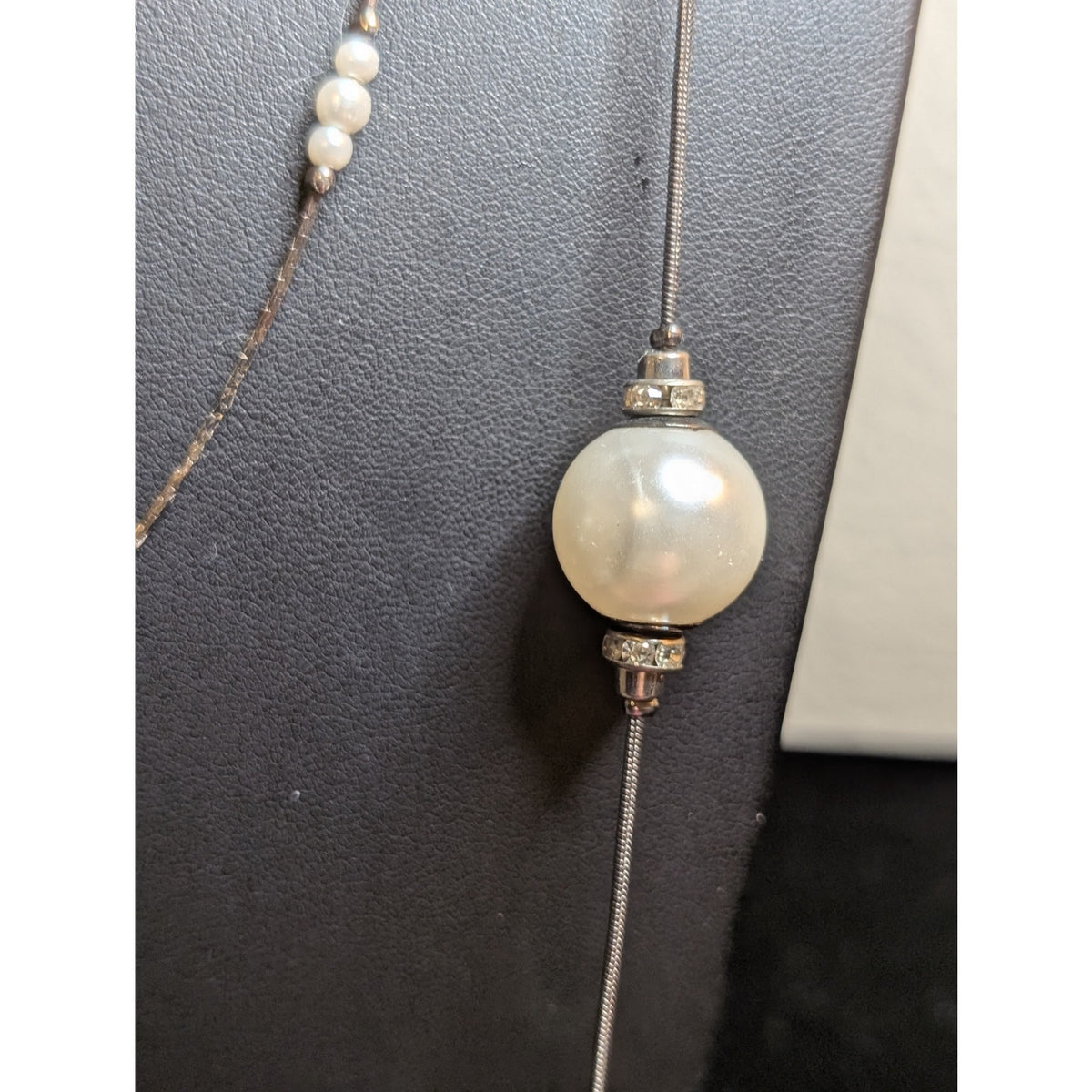 Lot of Three Layered Coordinating Pearl Crystal Bead Chain Necklaces