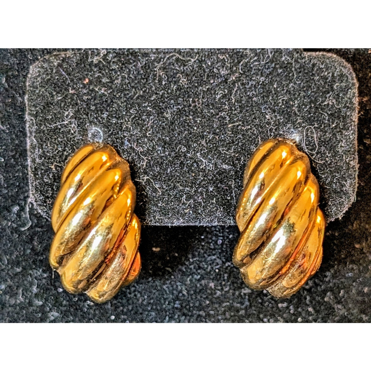Givenchy Clip On Gold Tone Shrimp Half Hoop Paris New York Logo Vintage Earrings
