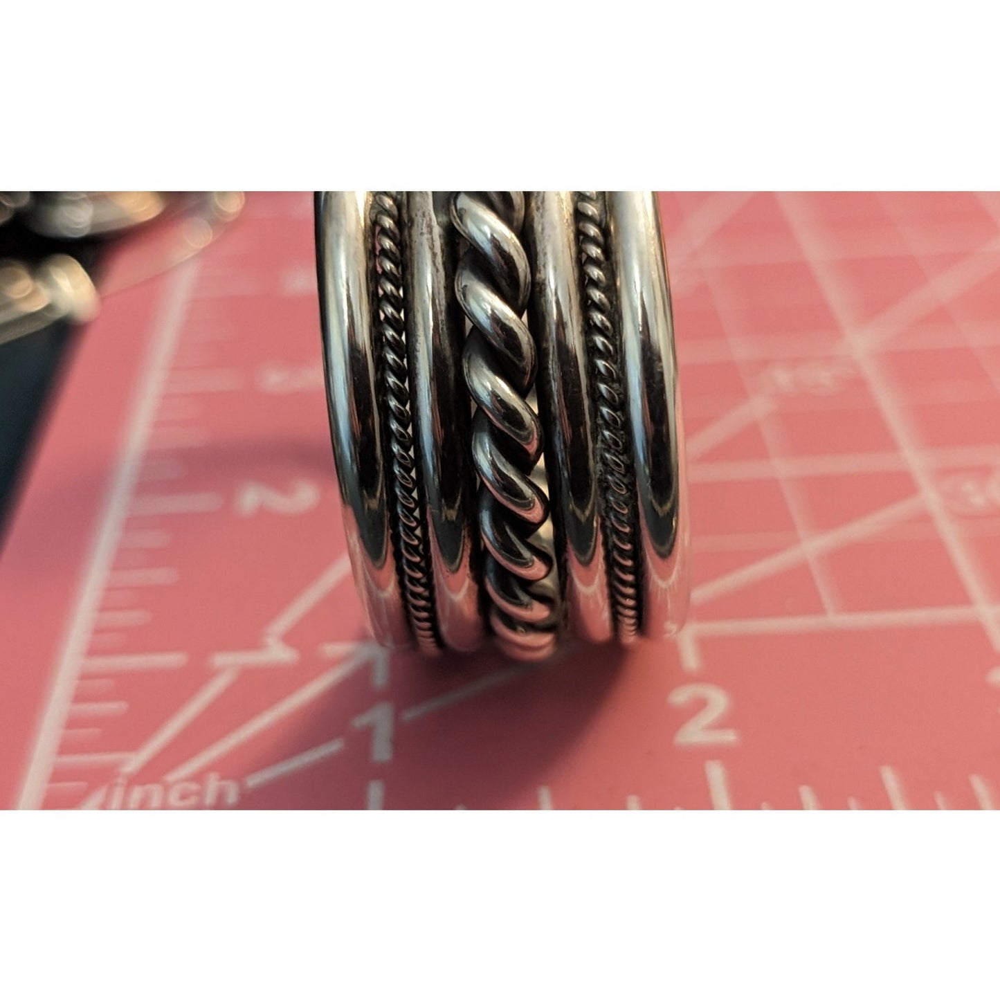 Tahe Navajo Native American Signed Braided 60g Sterling Cuff Bracelet