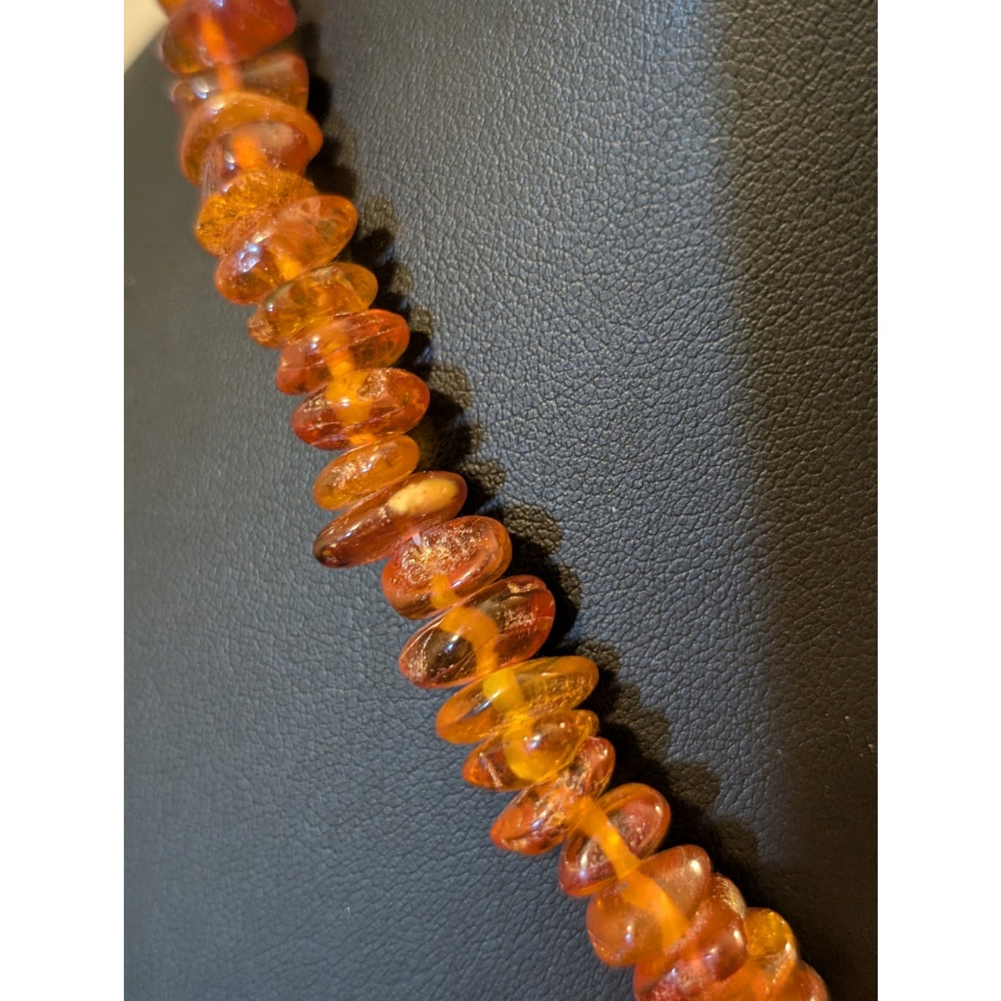 Vintage Graduated Amber Nugget Chip 19" Necklace w/ Barrel Clasp