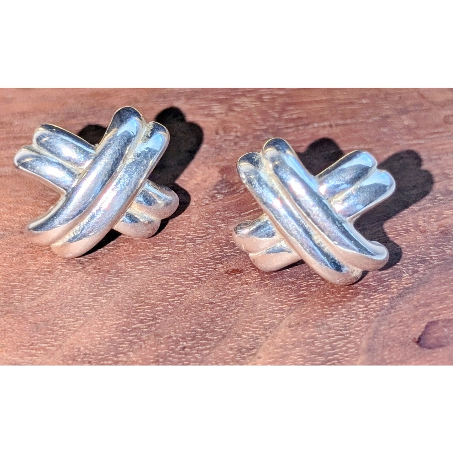 Monet Silver Tone Criss Cross Pierced Earrings