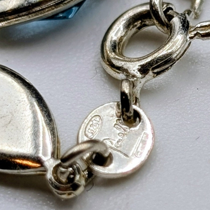 VTG Looks Like 'Powel'l 925 Sterling Silver Cut Glass Marquis Station Bracelet