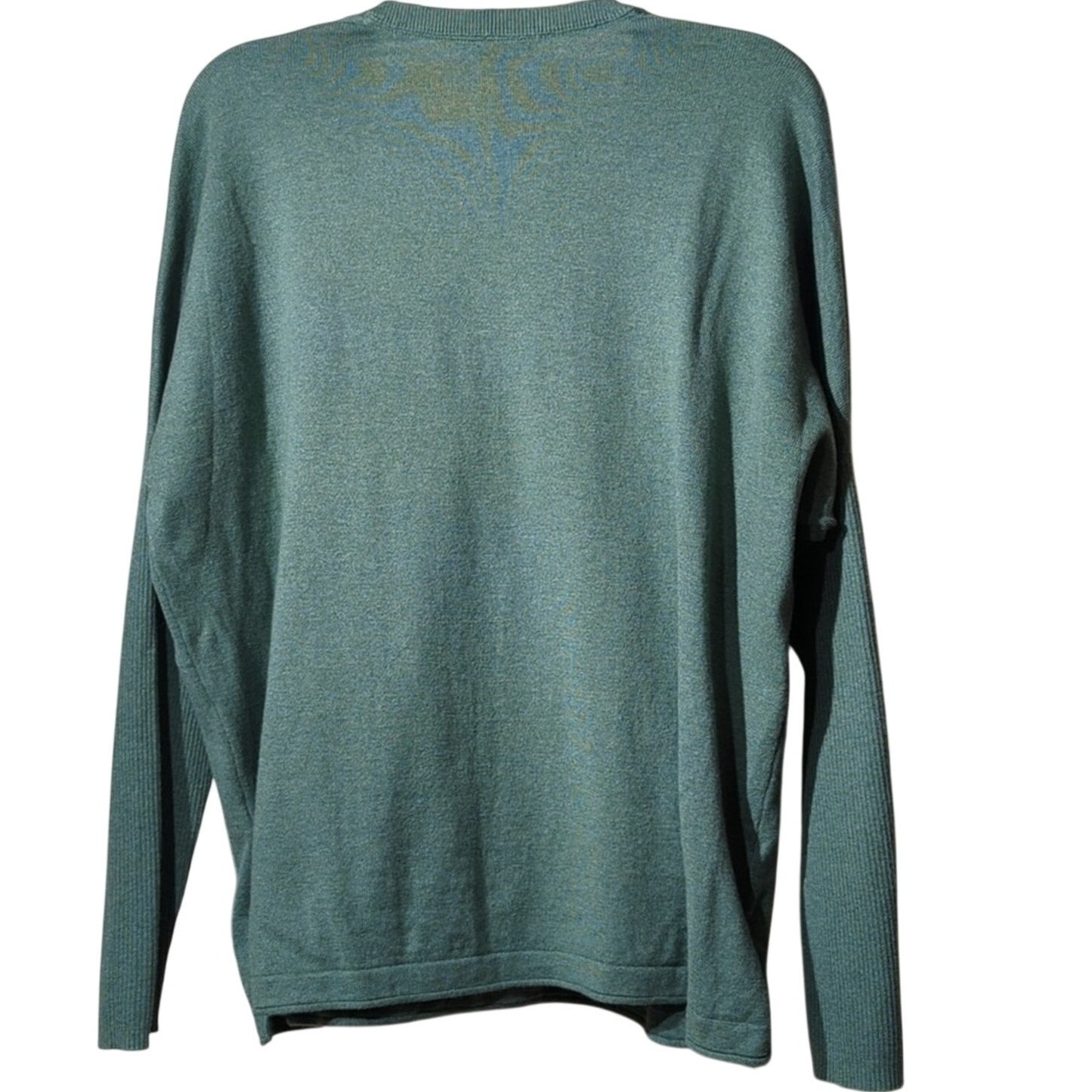 J.Jill Green V-Neck Ribbed Drop Sleeve Rolled Hem Oversized Sweater Women's Sz M