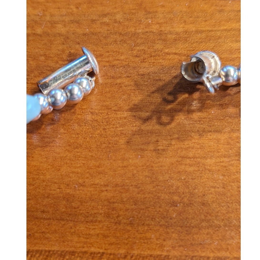 Genuine Faceted Stone Double Strand Bead Sterling Silver Necklace