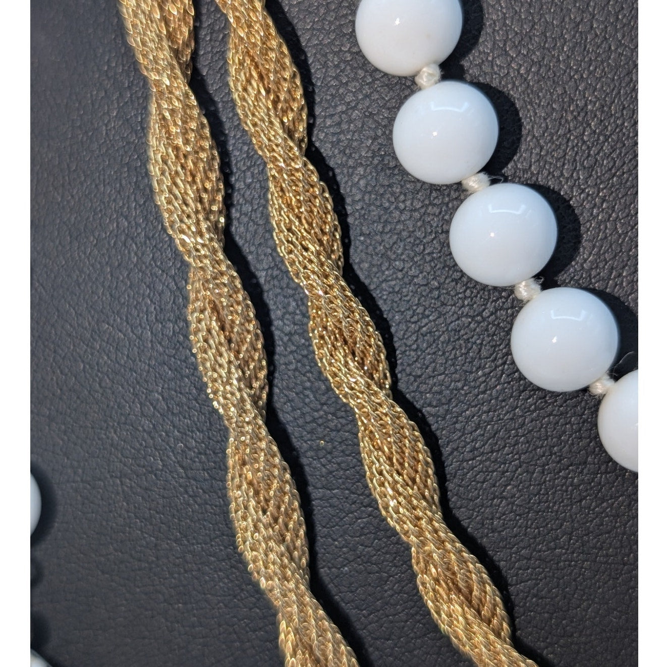 Vintage White & Gold Layered Necklace Jewelry Lot