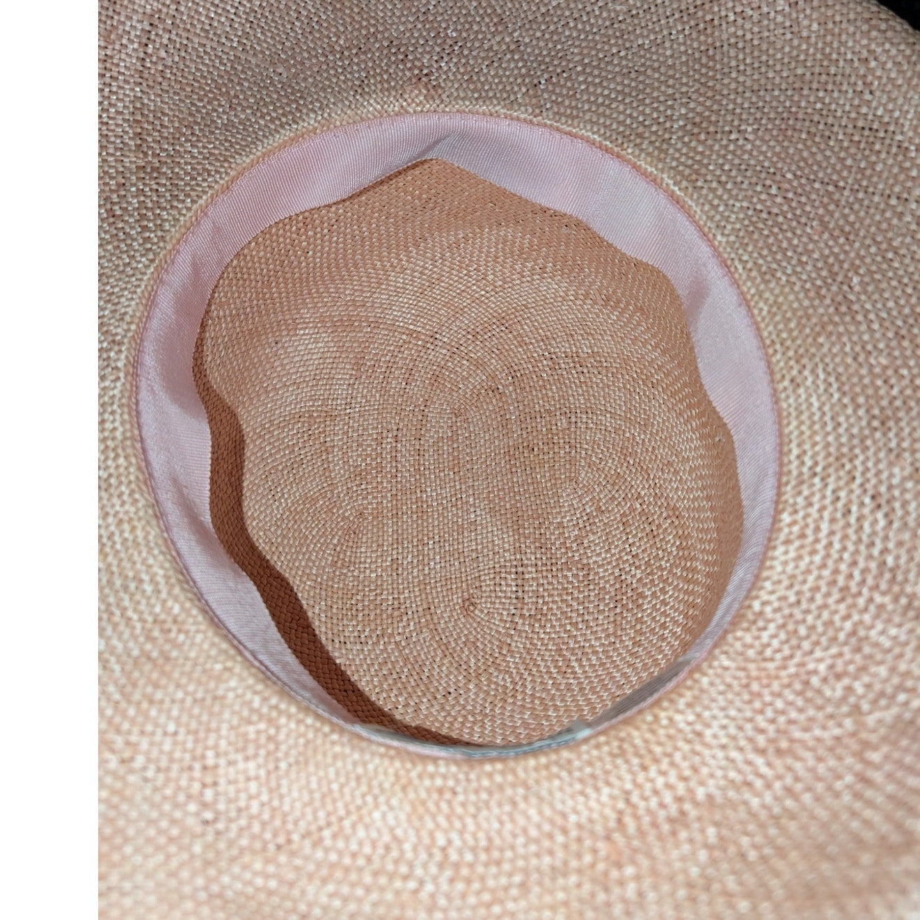 Betmar New York Vintage Blush Pink Straw Bow Detail Straw 22" Hat Upturned Edge