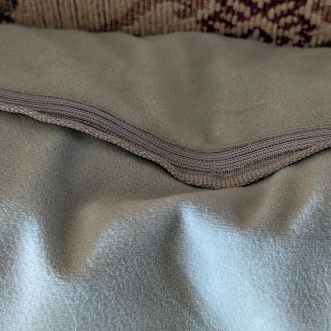 Lt Celadon Gray Trim Chamois Like Cloth Zippered Duck Feather Insert Pillow