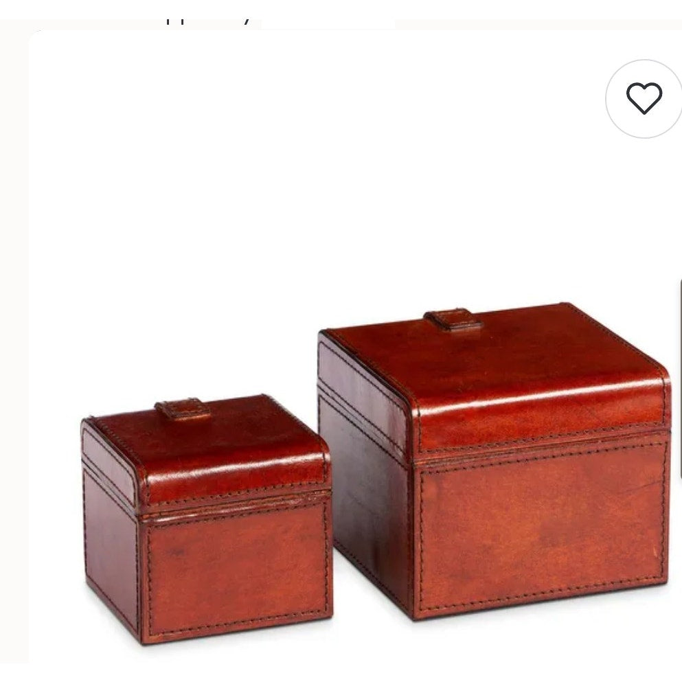 Park Hill Collection Set of 2 Leather Valet Decorative Storage Boxes