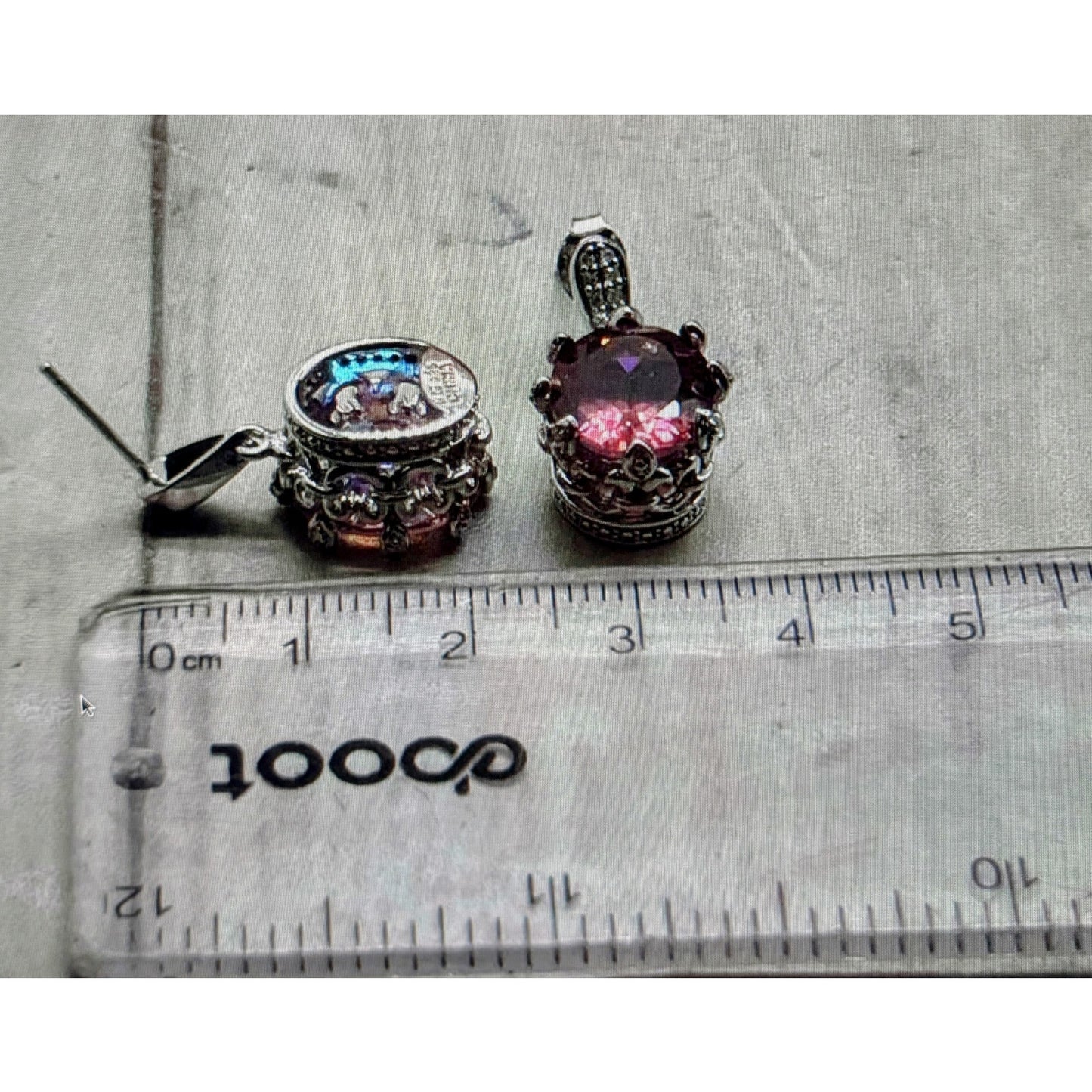 23mm Mystic Topaz Diamond Sterling Silver Crown Set Dangle Earrings 7.14g