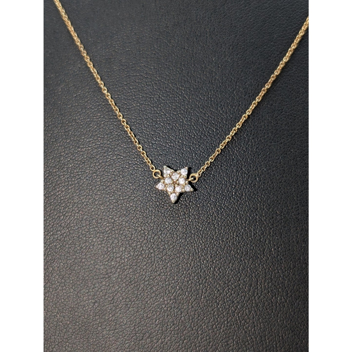 Vintage Marked FAS 925 Sterling Vermeil CZ Star Pendant Chain 18" Necklace