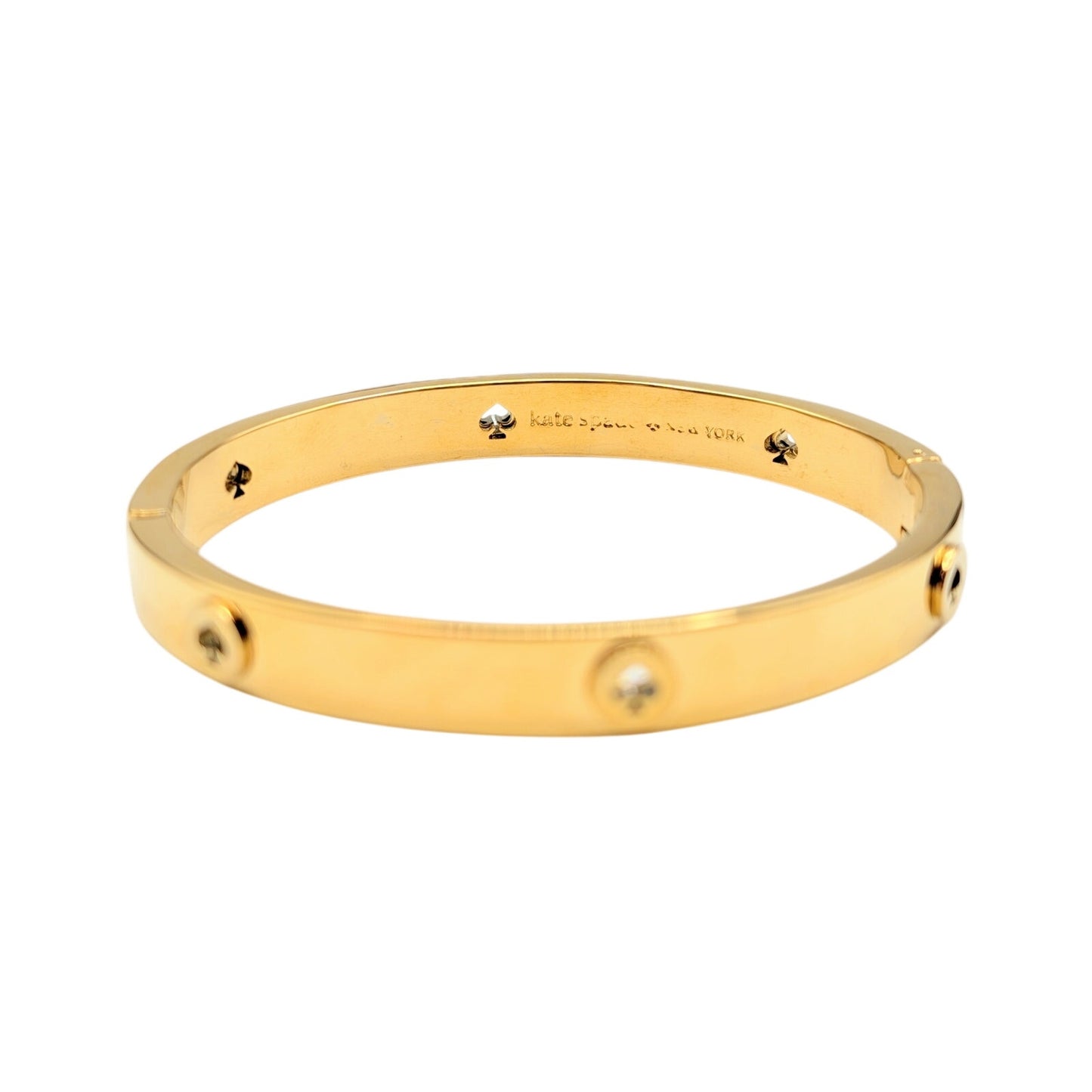 Kate Spade Spot the Spade Studded Hinged Gold Tone Bangle Bracelet