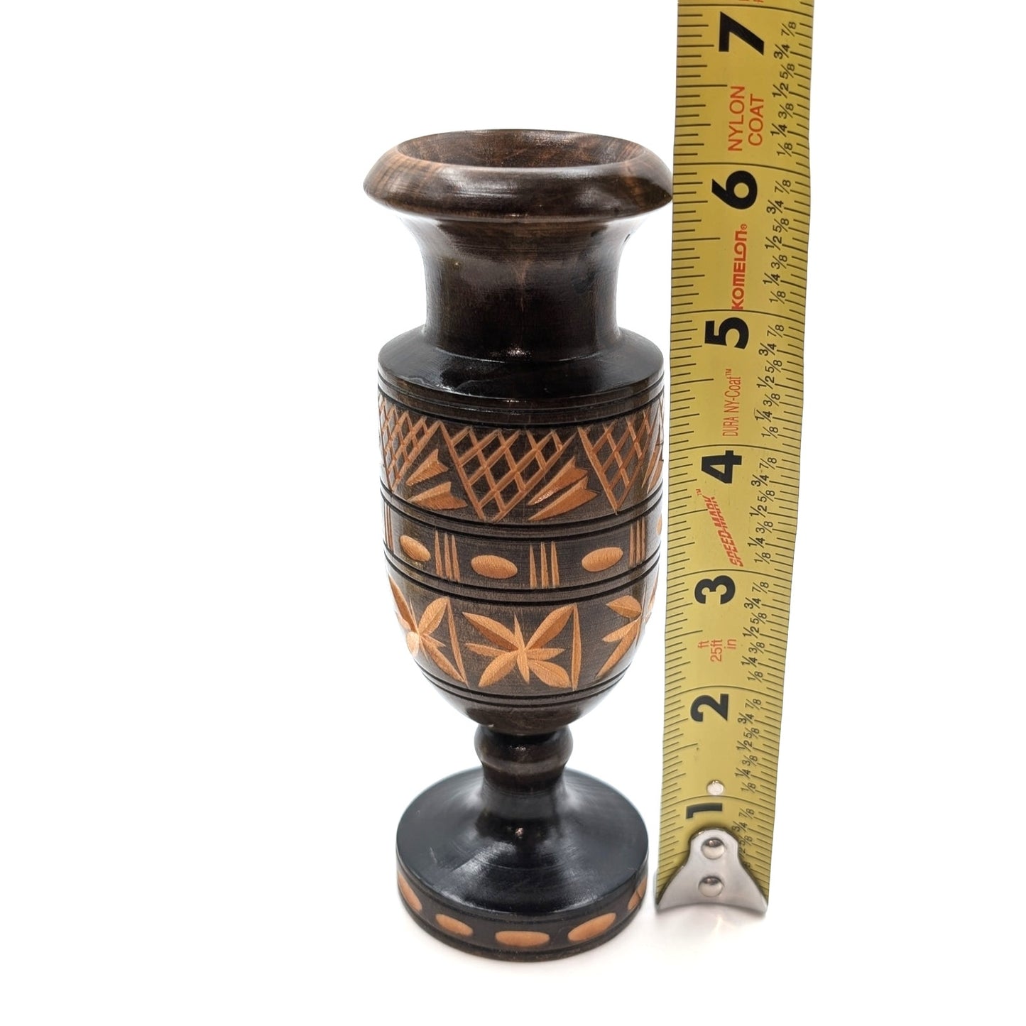 Vintage Vase Folk Art Wood Lathe Turned Carved Dry Vase