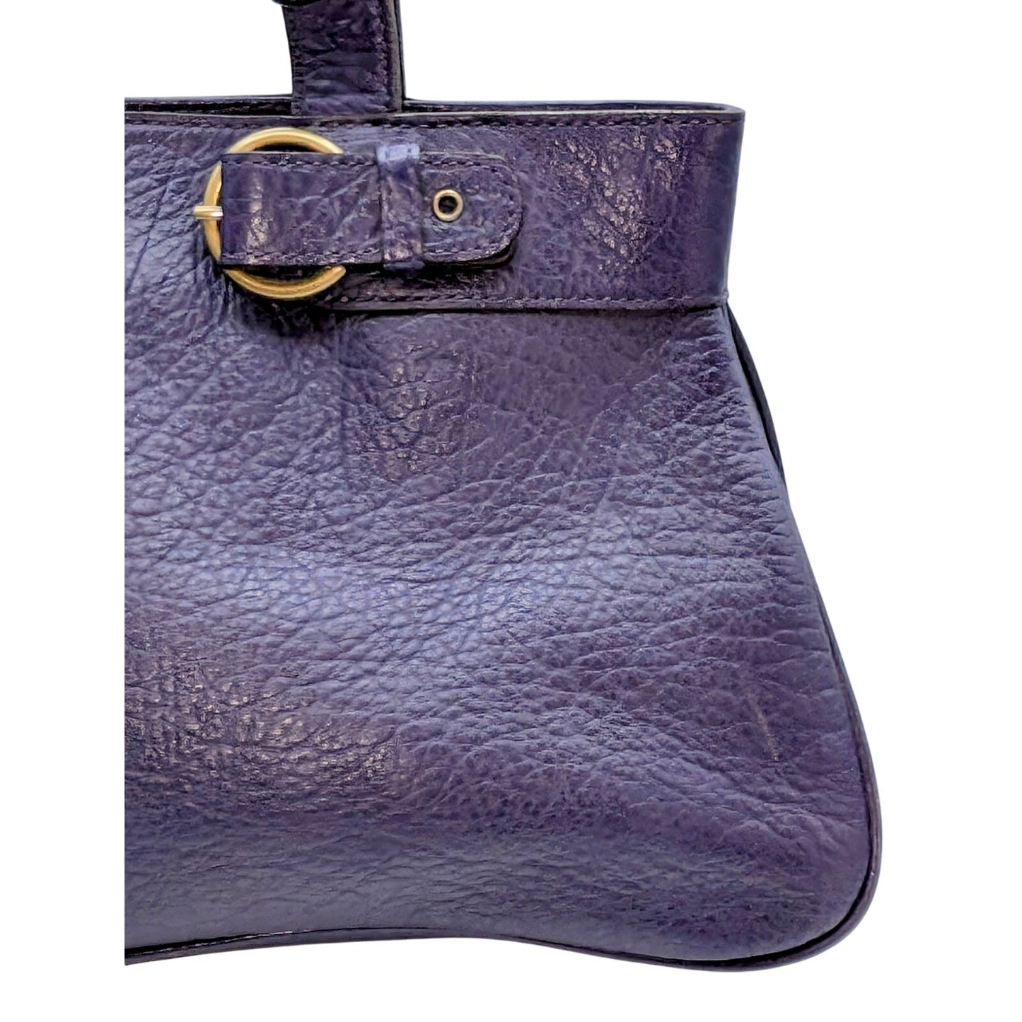 VTG Adrienne Vittadini Magnetic Purple Violet Tessa Pebble Leather Satchel