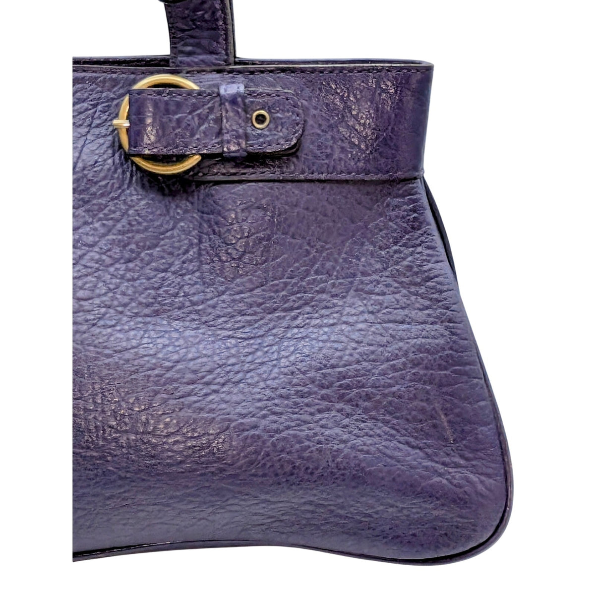 VTG Adrienne Vittadini Magnetic Purple Violet Tessa Pebble Leather Satchel