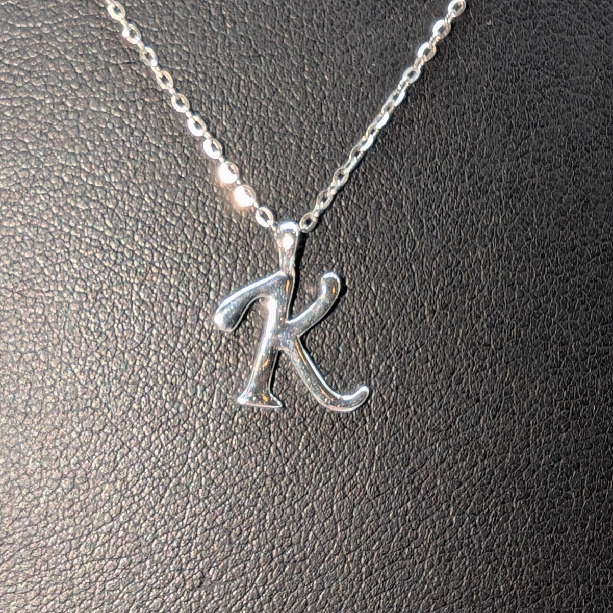 925 Sterling Silver 'K' Pendant 16.5" 17.5" & 18.5" Necklace