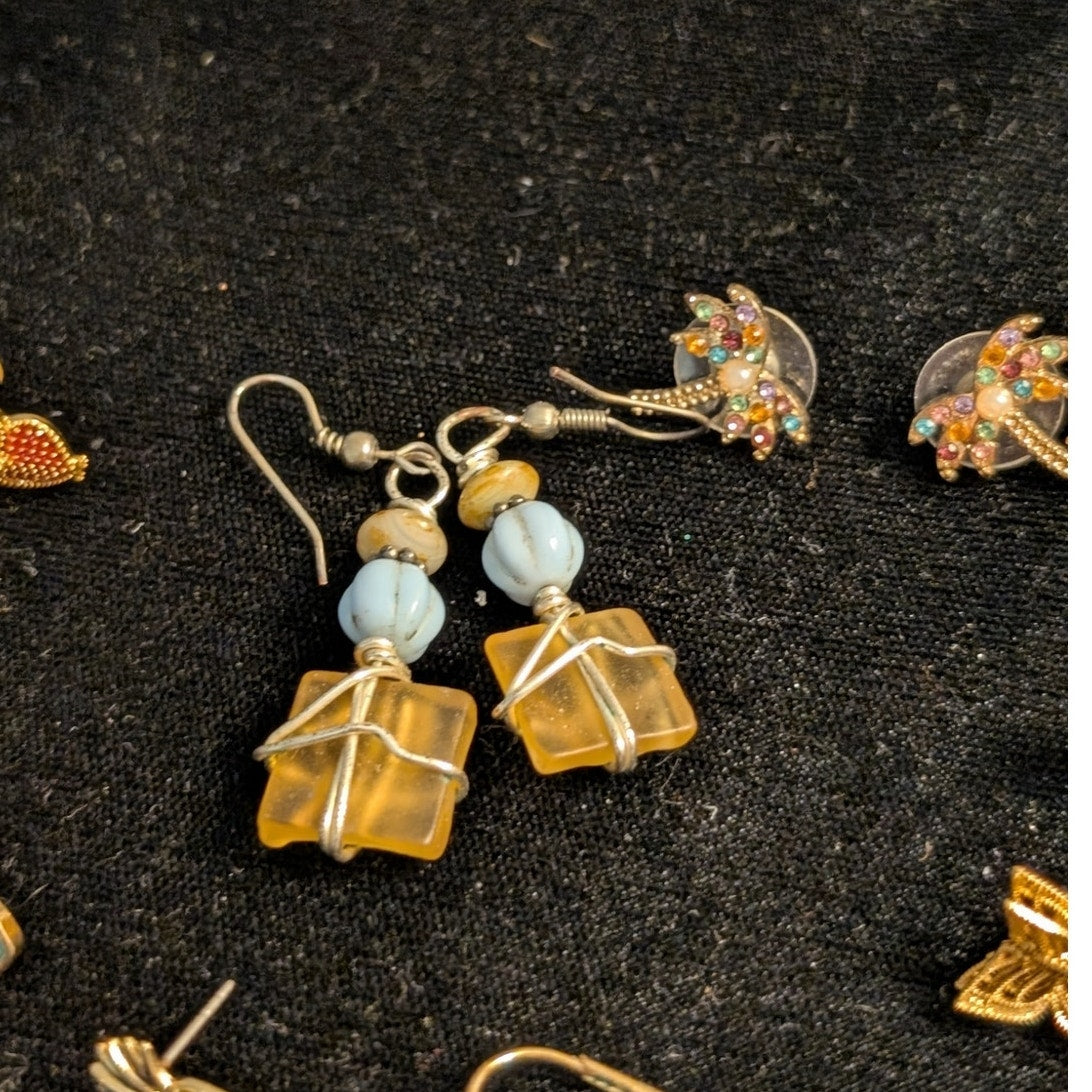 Lot of Eight Pair Gold Tone Pierced Earrings
