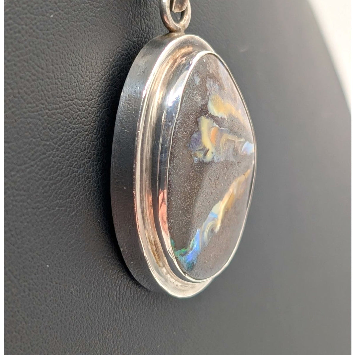 925 Sterling Silver Australian Boulder Opal Pendant 16" Silpada Cord Necklace
