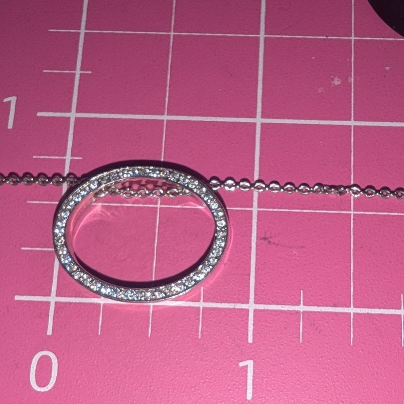 Nana Platinum Plated Sterling Silver CZ Oval Pendant Chain Necklace