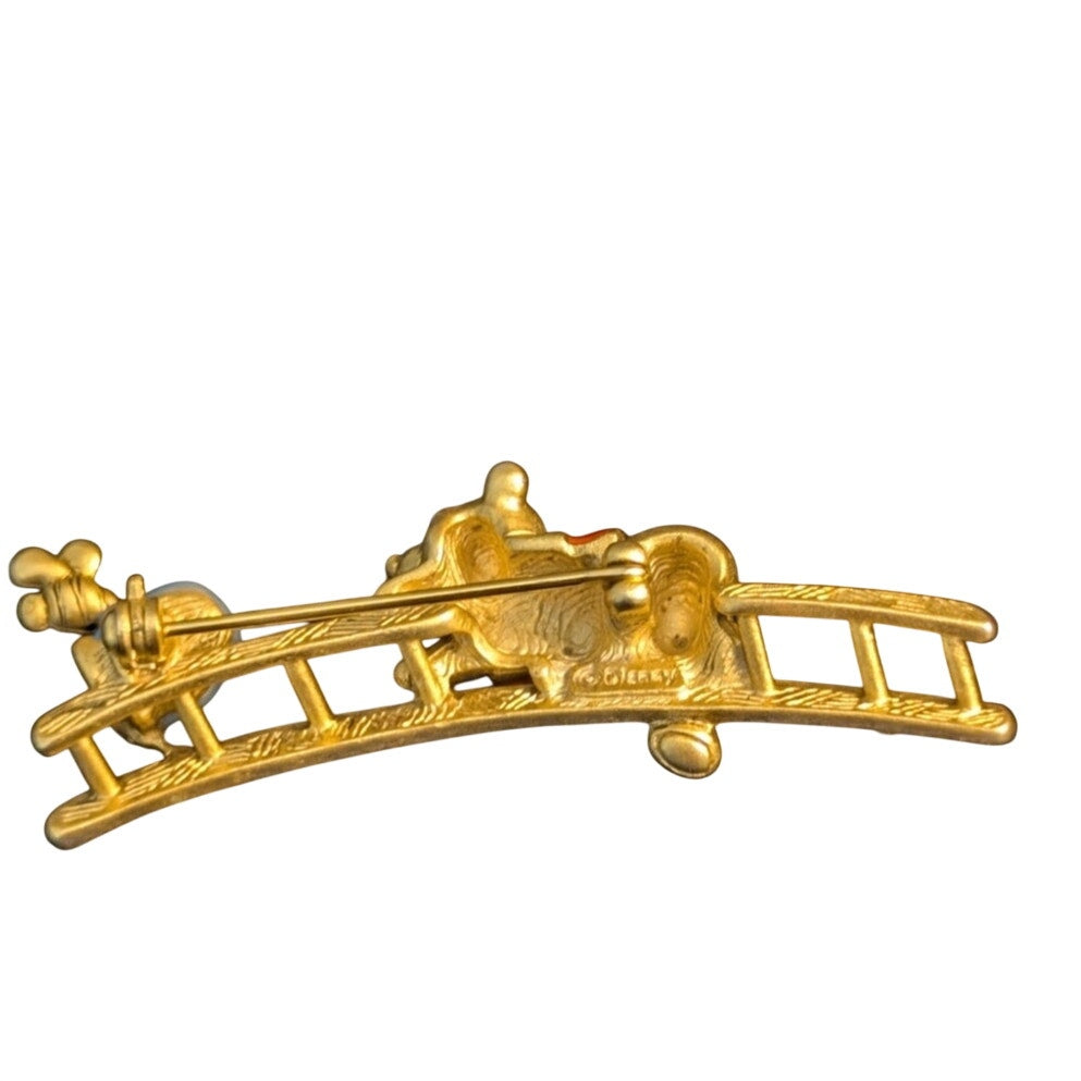 Disney Pooh Bear Climbing Ladder to Honey Pot Red & Blue Enamel Gold Tone Pin