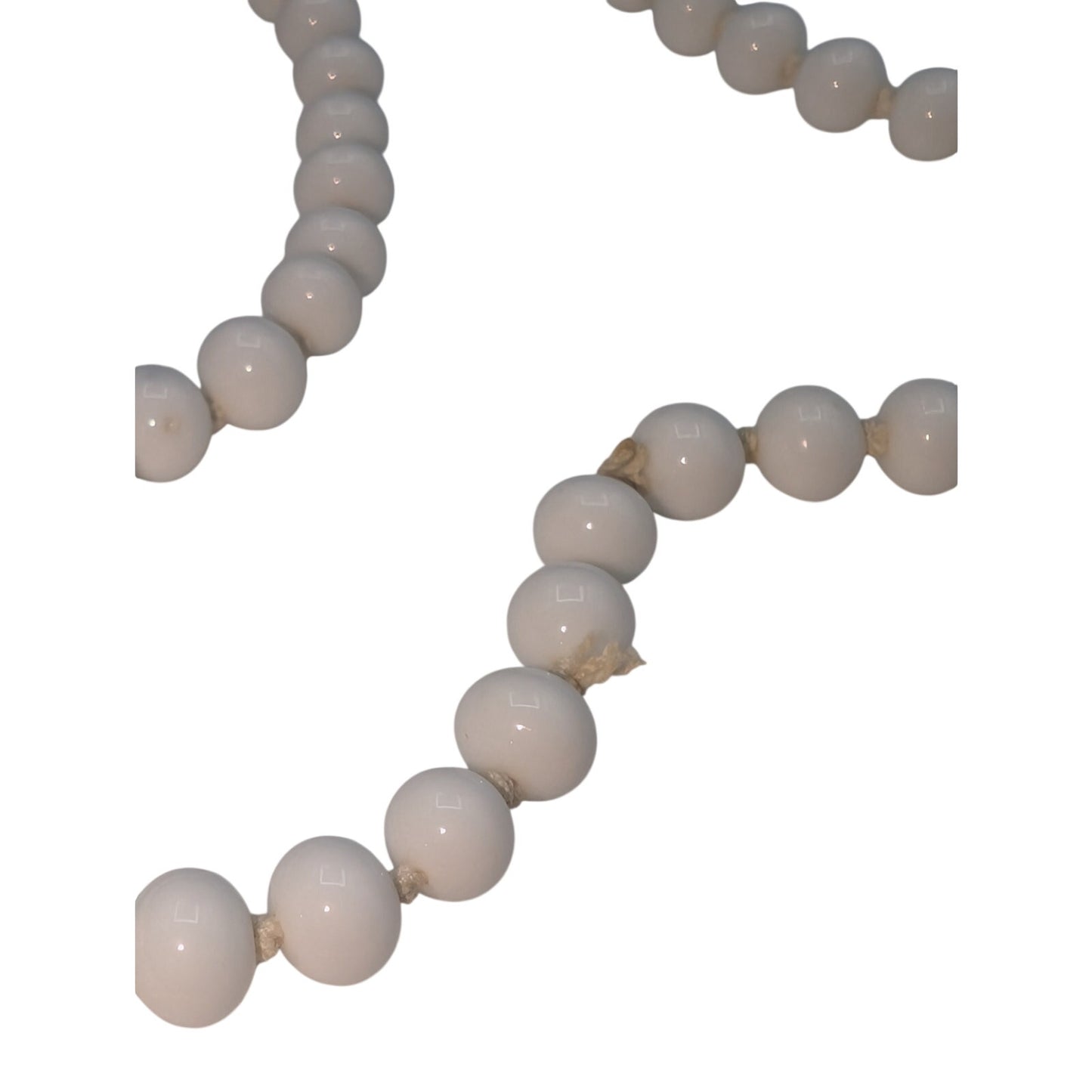 Lot of Three Vintage White Glass Beaded Necklaces