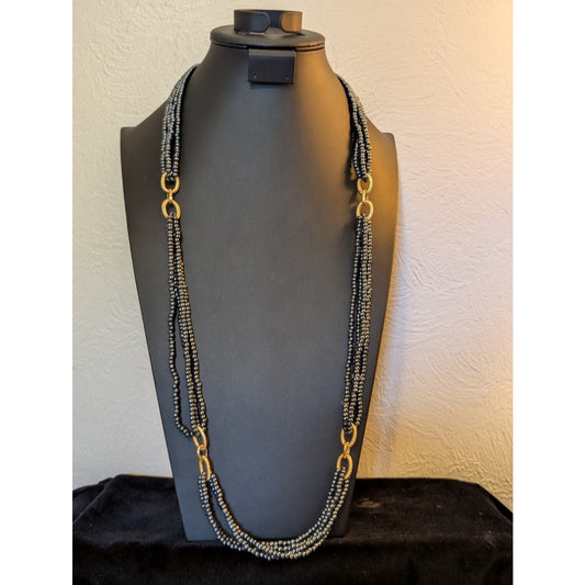 Louis Feraud Paris Doubled Over Two Strand Caviar Bead 1983 Vintage Necklace