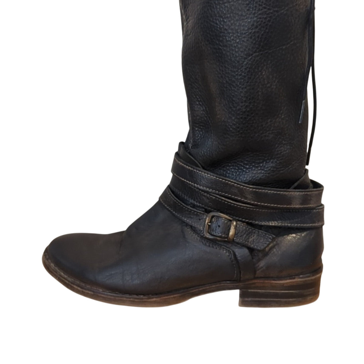 Bed Stu Distressed Brown Leather Surry Zip Lace at Back Boots Women's Sz 7.5