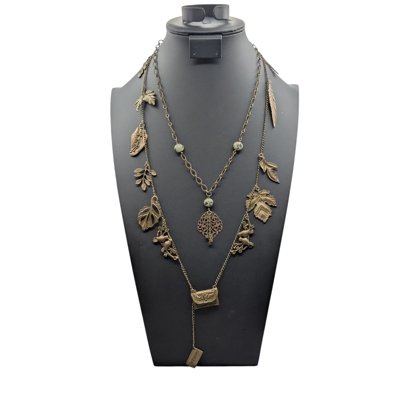 Jet'aime VTG Brass Necklace & Made to Look Antique Filigree Pendant Necklace Lot