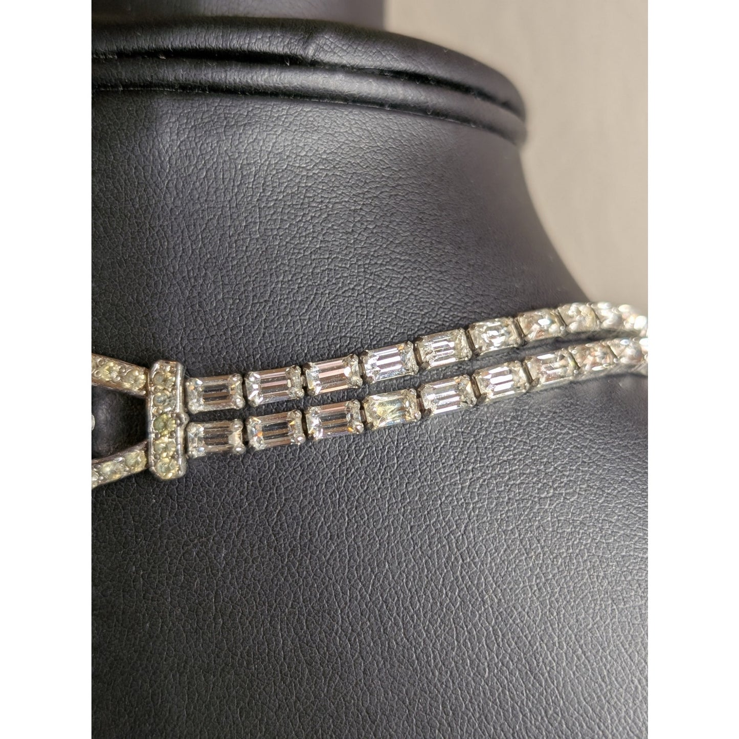 Vintage Joseph Mazer Double Strand Rhinestone Baguette Necklace