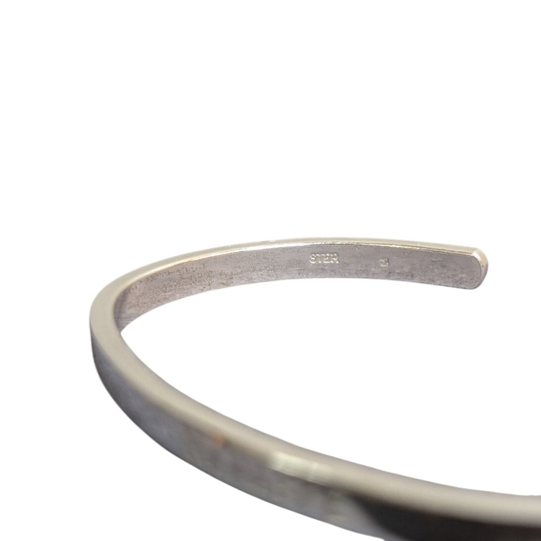 925 Sterling Silver Engraved 'Namaste' 4mm Marked STERLING Cuff Bracelet 12.90g