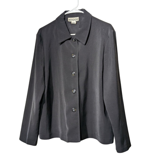 Vintage Briggs Black Button Front Unlined Jacket Womens Size L