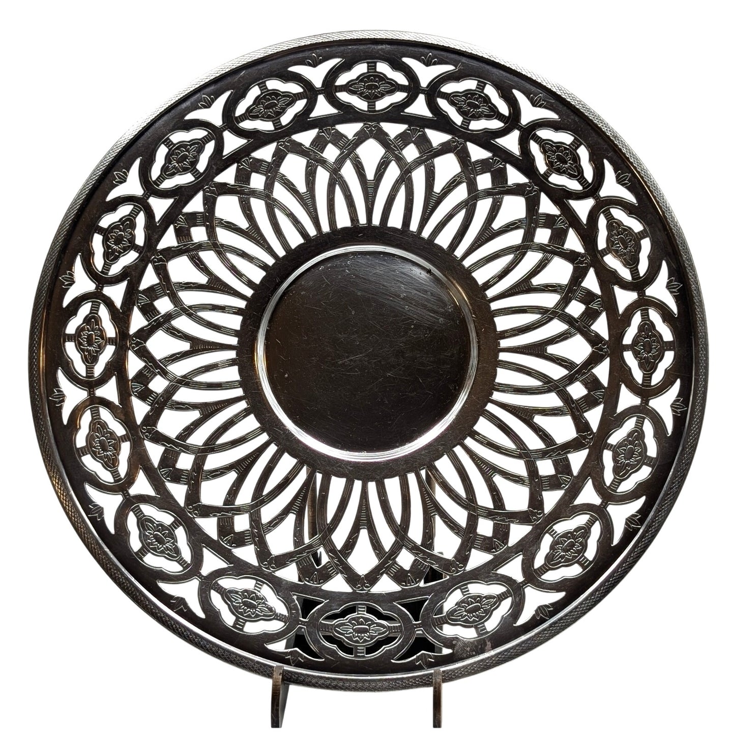 Vintage Rogers Silverplate Cut Out Etched Design Plate