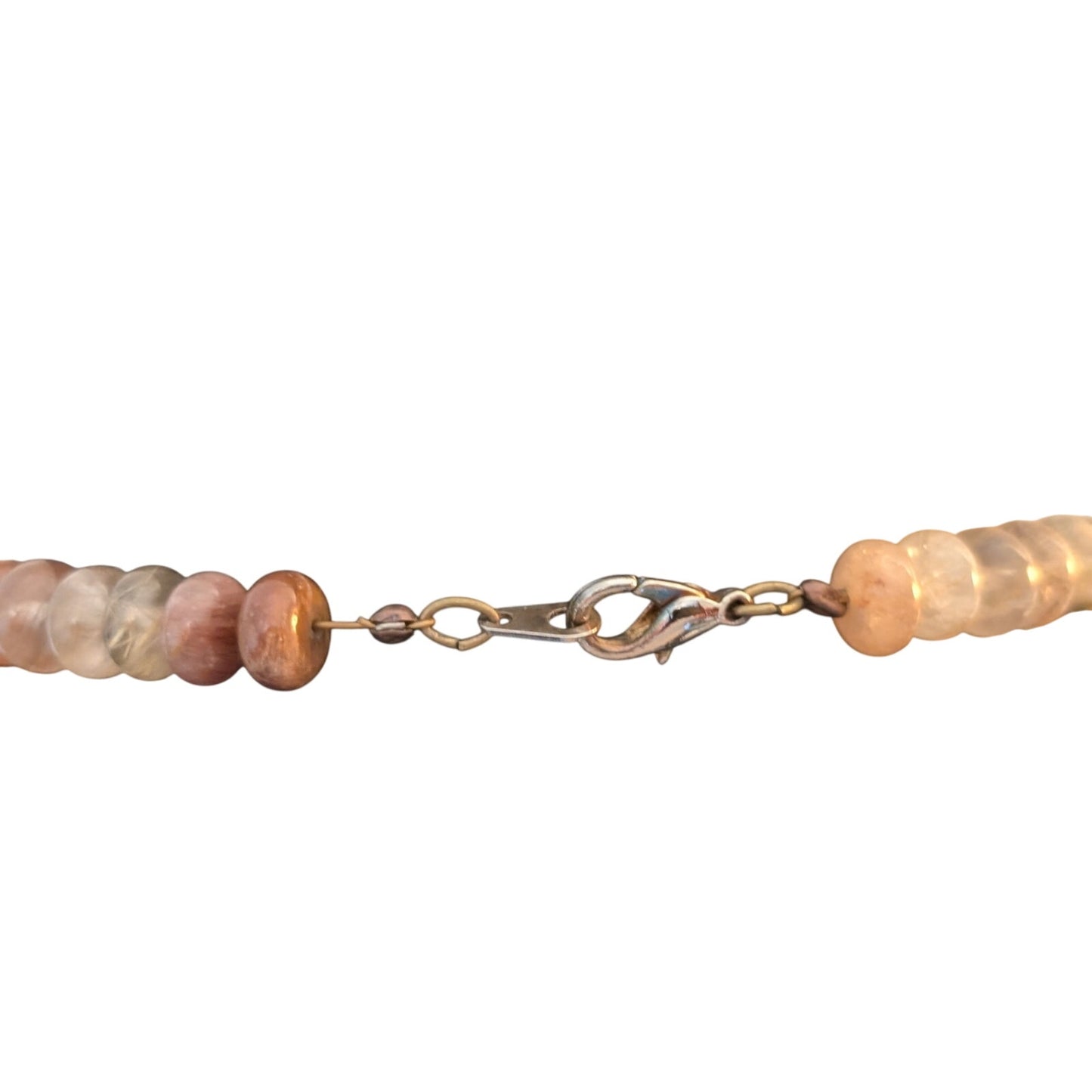Earth Tones Agate Stone Bead Boho Tribal Bronze Charm Dangles Necklace