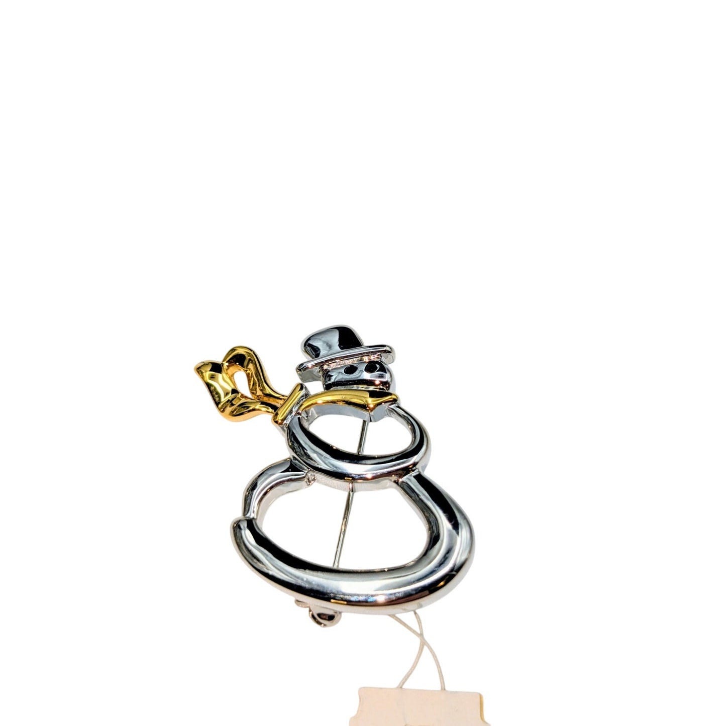 Lot of Two Silver Tone Snowmen Pin/Brooches -- One NWT