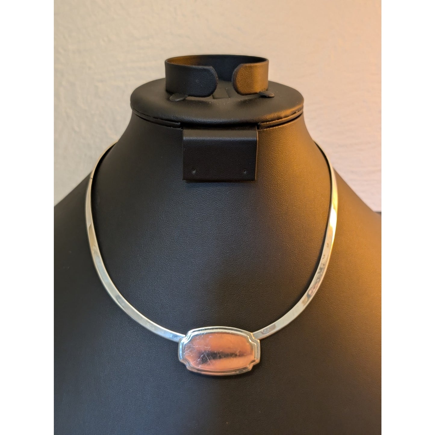 Vintage 925 Mexico Engraveable Slide Pendant on 925 Sterling  Torque Necklace