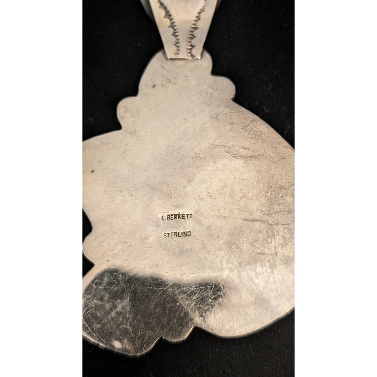 Sterling Silver Lee Bennett 4 Stone Turquoise Navajo Native American Pendant 38g