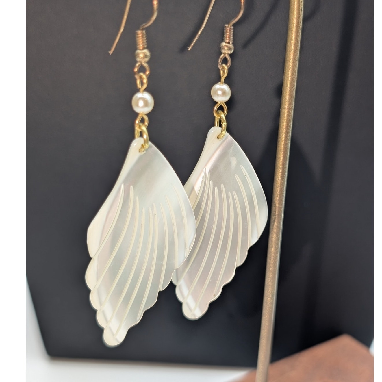 Vintage Mother of Pearl Wings Dangle Earrings