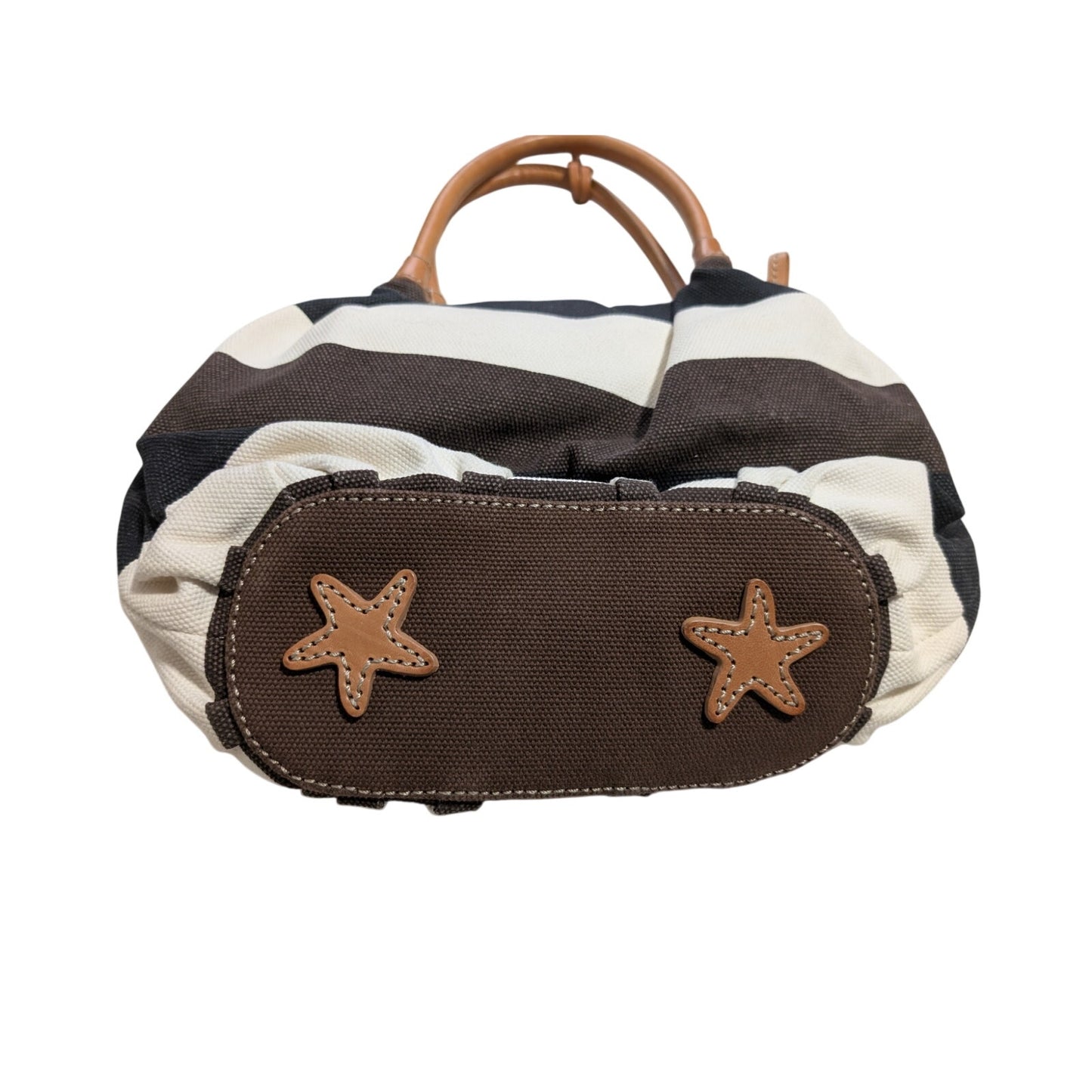 Brighton Brewster Nautical Striped Canvas Leather Handle Star Bottom Bag