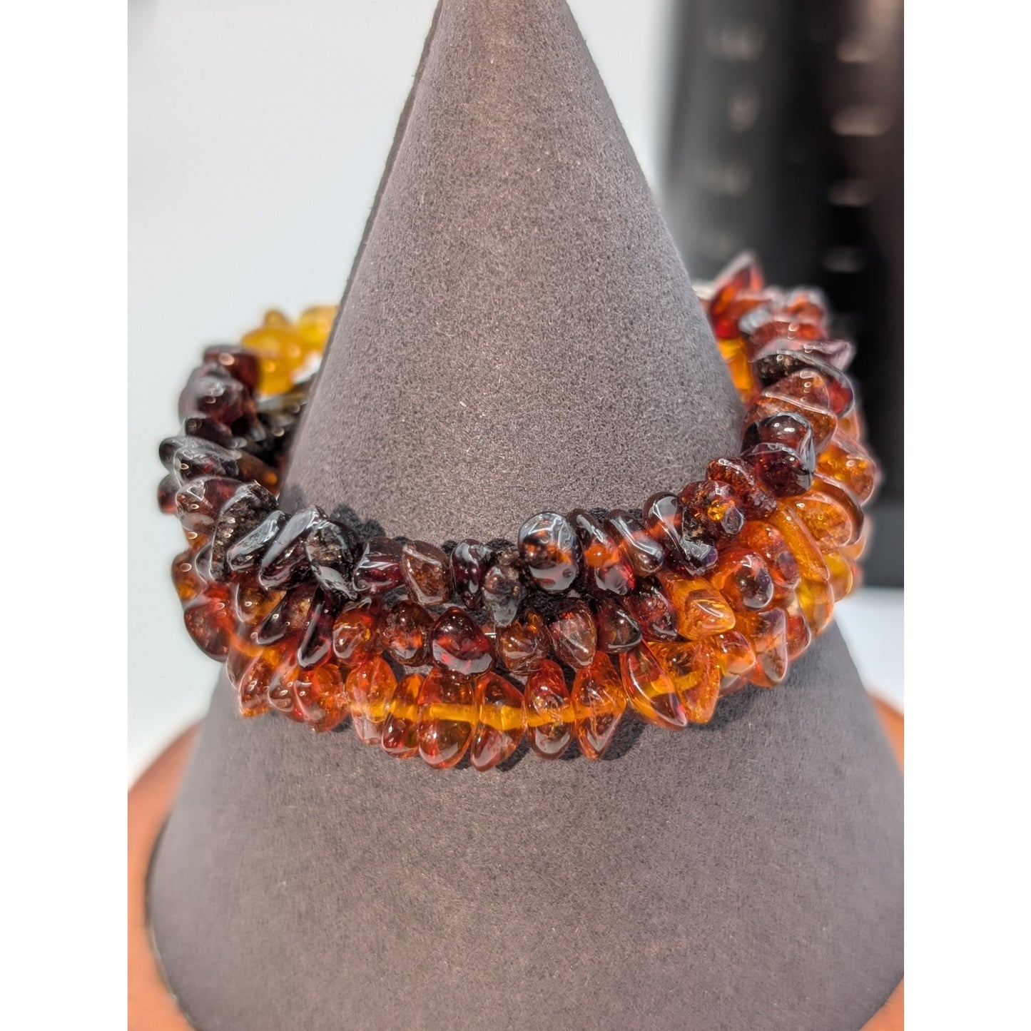 Amber Bead Wire Wrap Bracelet & Amber Look Vintage Bracelet