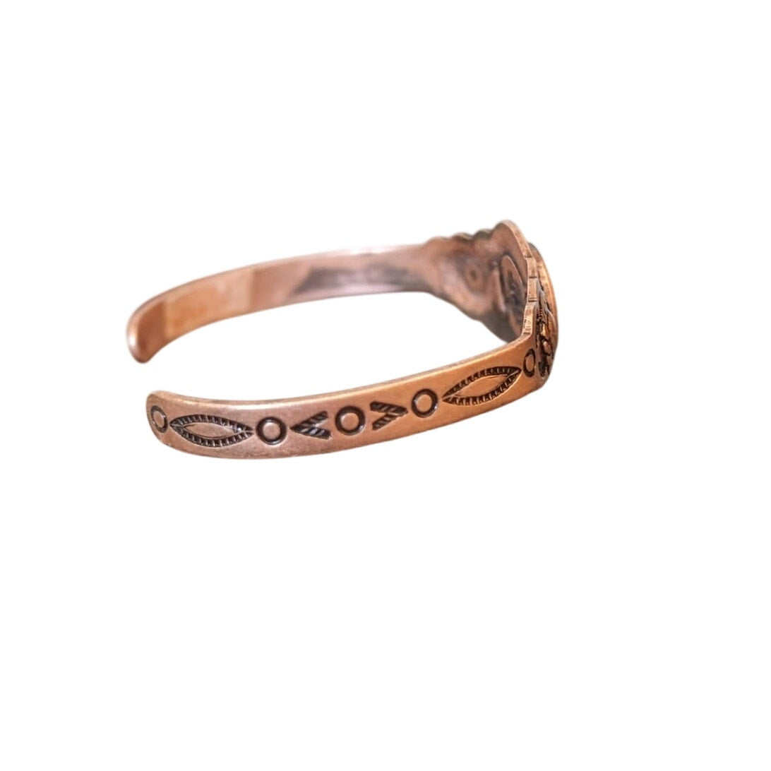 Vintage Southwestern Baby/Child's 1903 Indian Head Solid Copper Cuff Bracelet
