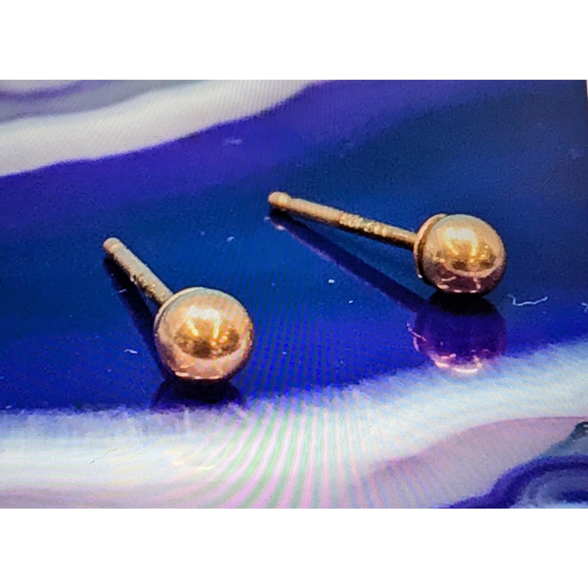 VTG 10K Rose Gold AAJ Stamped Ball Stud Earring Pair .10g