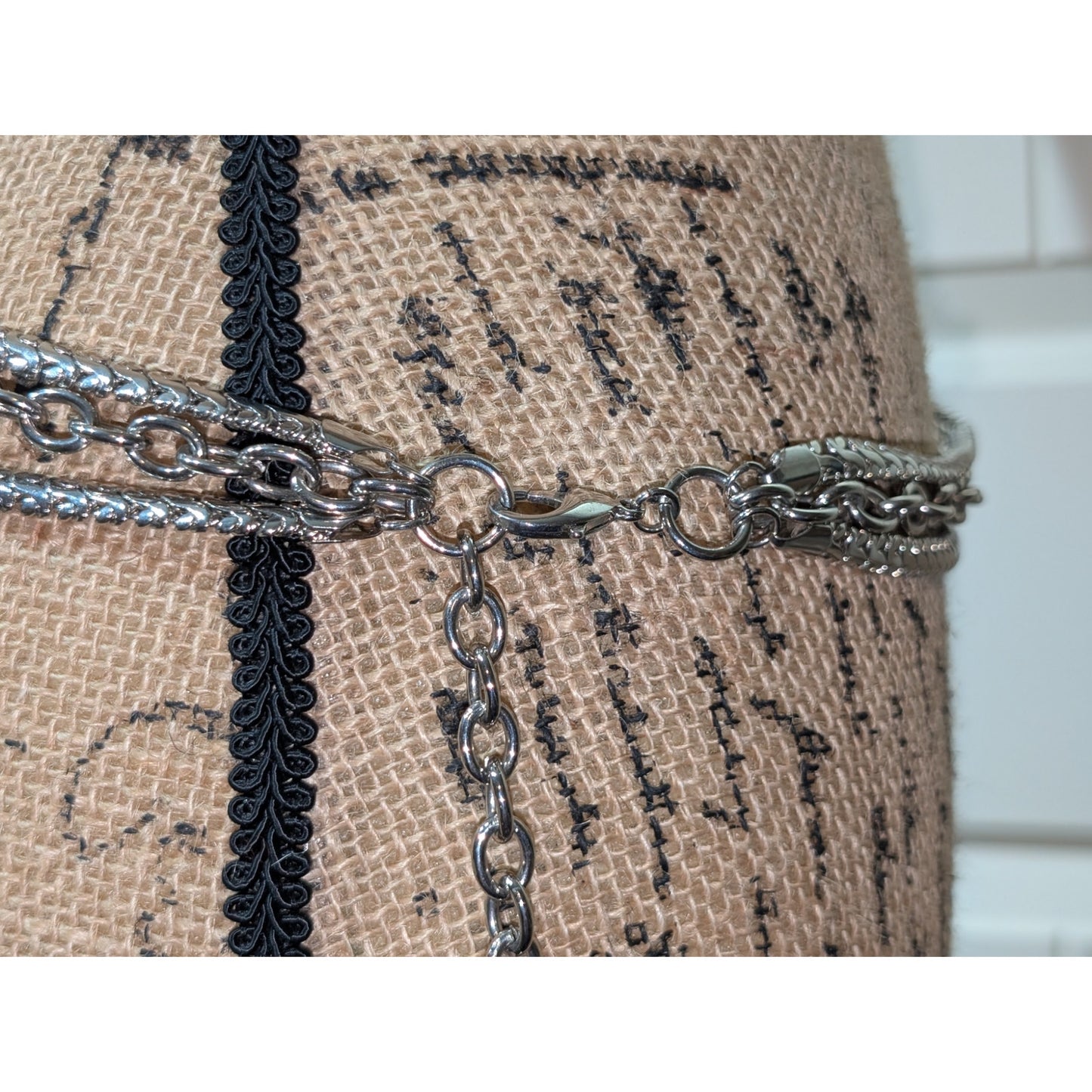 Vintage Heavy Silver Tone Three Strand Chain 32"-37" Belt