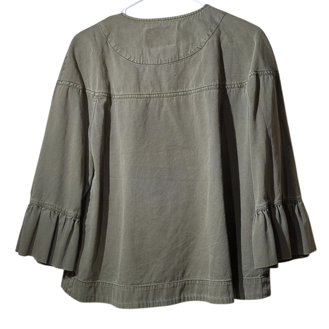 Sanctuary Khaki Green Bell Sleeve Military Full Zip Jacket Women's Size M