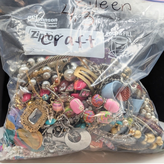 Jewelry Lot Eileen Repurpose Bag Over 4 Pounds Beads & Possible Wearable Pieces
