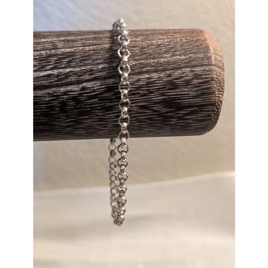 925 Italy Sterling Silver Rolo Link Lobster Claw Clasp Bracelet