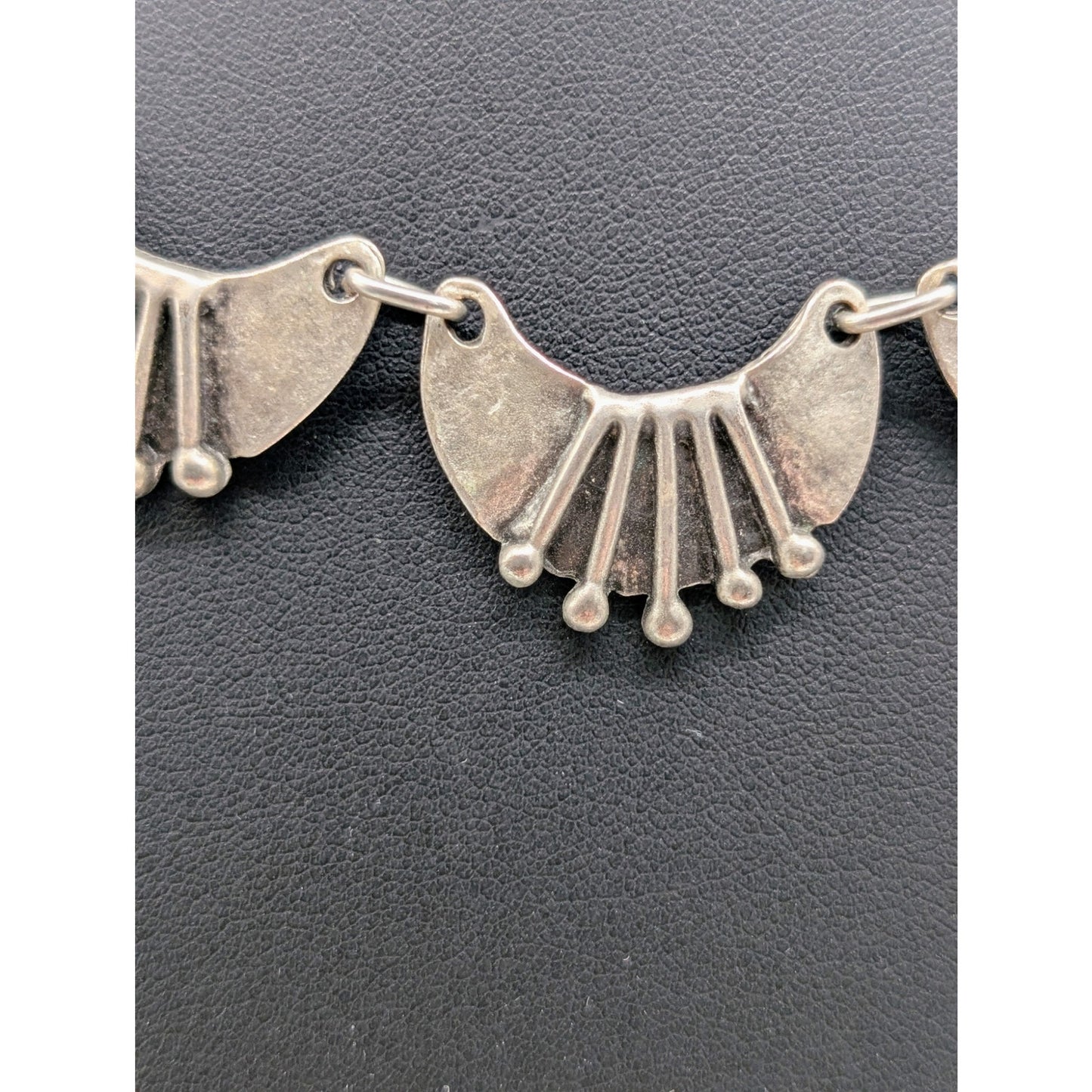 Vintage Brutalist Silver Tone Station Link 15"-18" Adjustable Choker Necklace