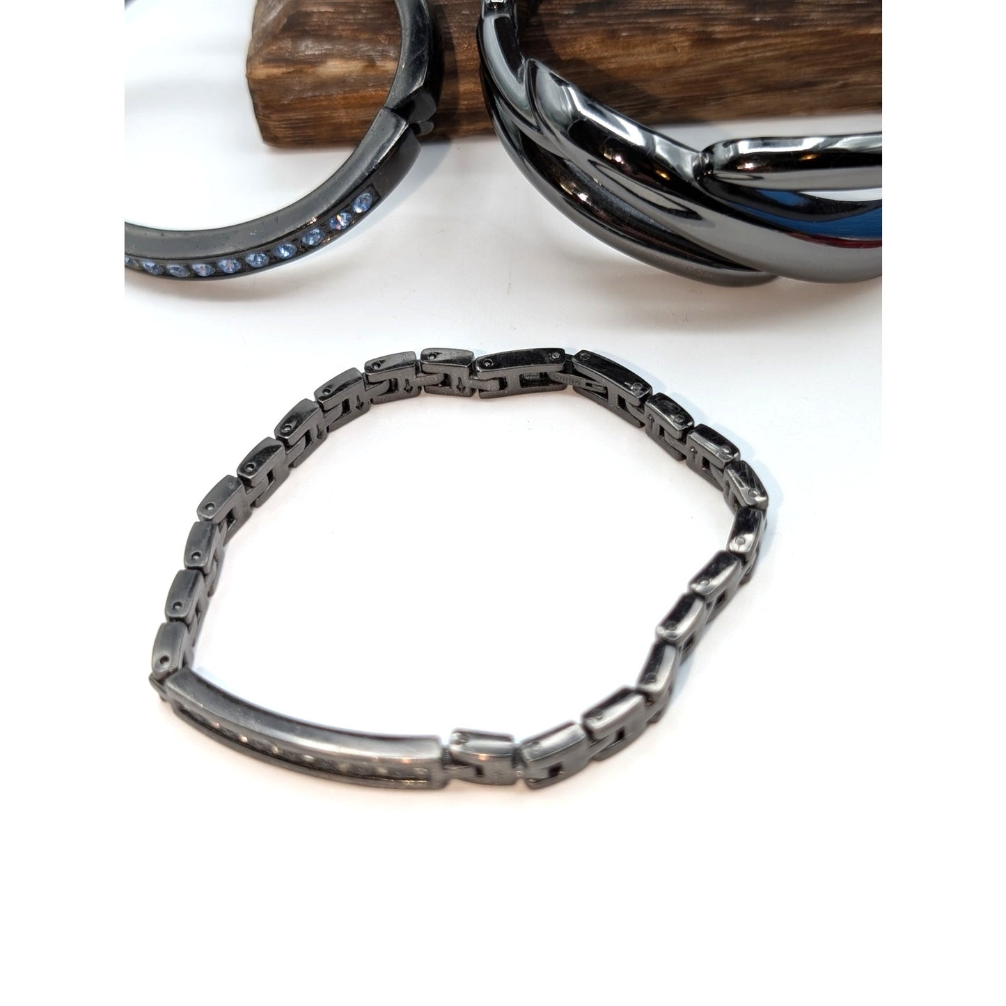 Lot of Five Gun Metal Bracelets