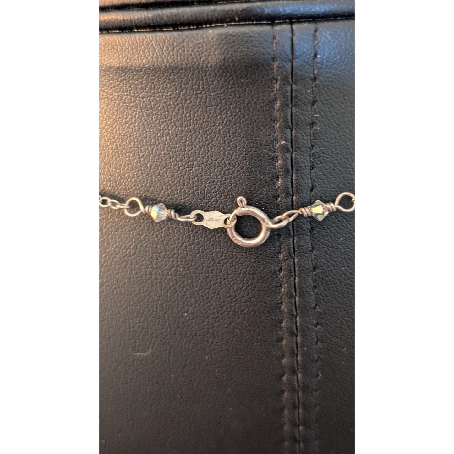 Crystal Prism Cross Pendant on Crystal Beaded 925 Sterling Chain