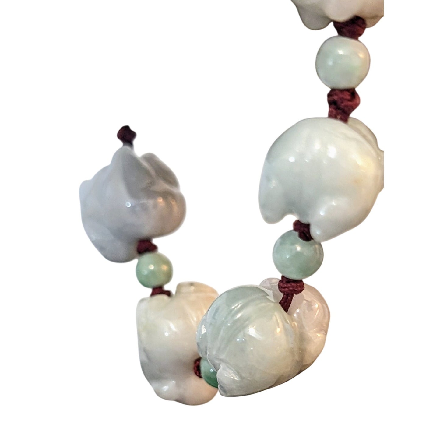 Green Stone Carved Pig Charm Pull Adjustable Bracelet