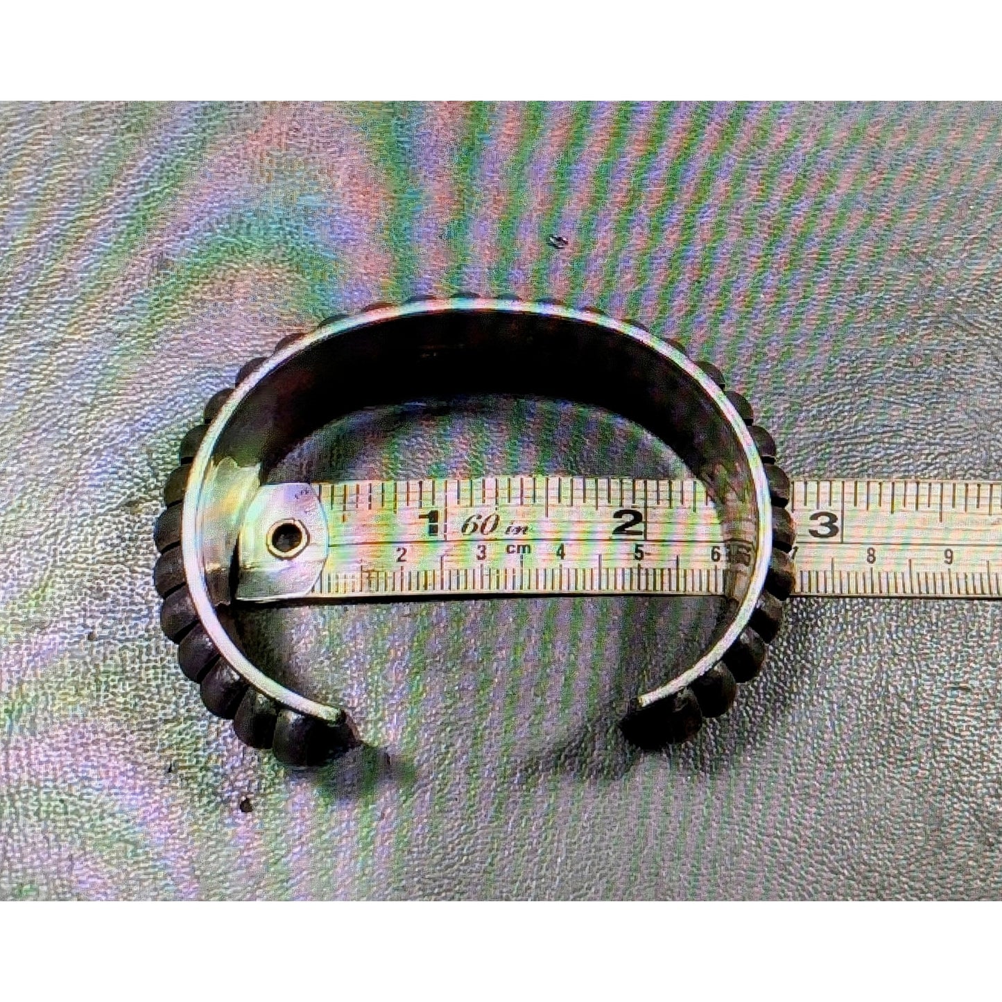 Emma Lincoln Signed 925 Sterling Silver Ridged Cuff 1-1/16" Wide Bracelet